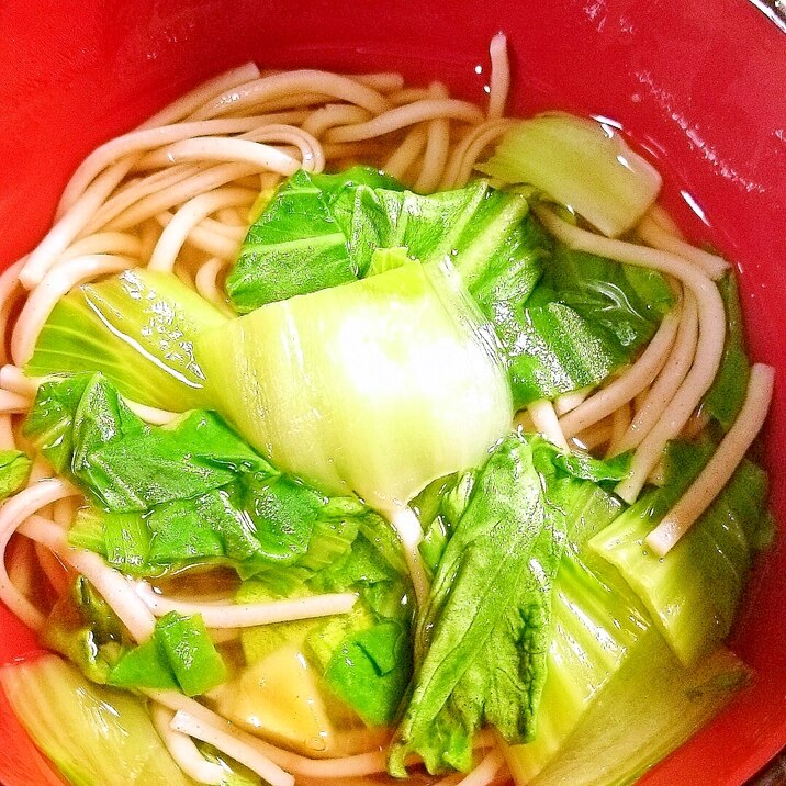 残りもの活用！蕎麦と青梗菜（チンゲン菜）のお吸い物